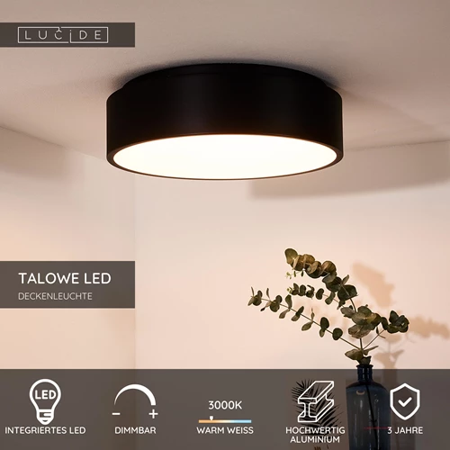 Lucide TALOWE LED - Deckenleuchte - Ø 45,5 cm - LED Dim. - 1x30W 3000K - Schwarz - USP